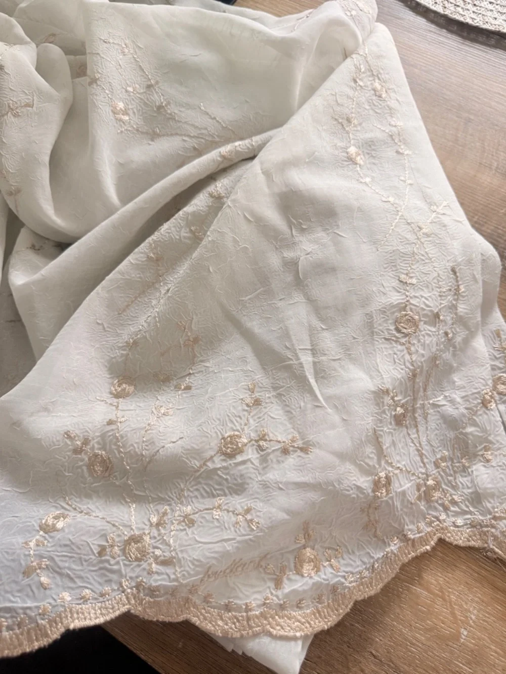 Embroidered Floral Sheer Curtain Panel